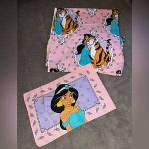 Vintage Disney Aladdin Top Sheet & Pillowcase Pink Set